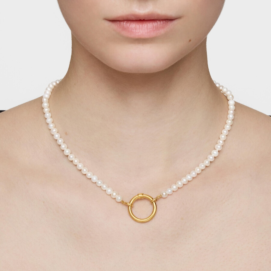collana con perle coltivate e placcatura in oro 18kt su argento hold