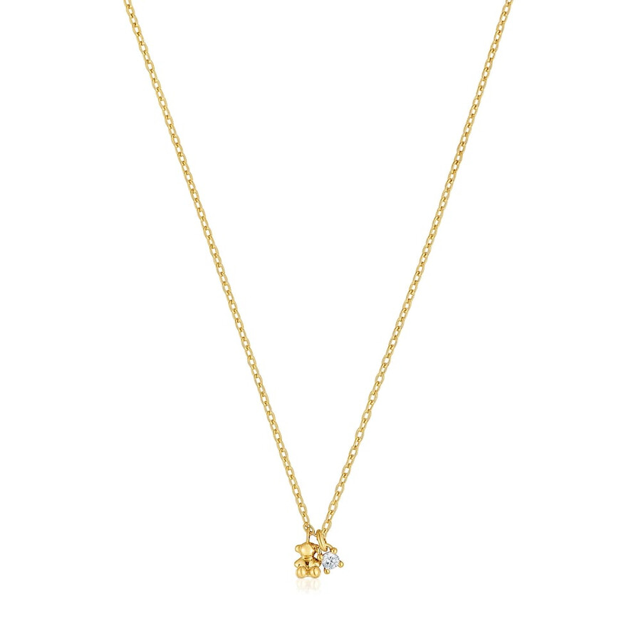 collana corta con placcatura in oro 18kt su argento e diamante bold bear lgd creato in laboratorio