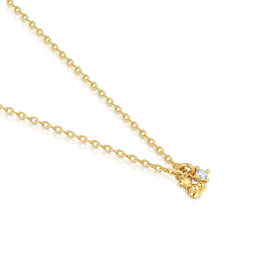 collana corta con placcatura in oro 18kt su argento e diamante bold bear lgd creato in laboratorio