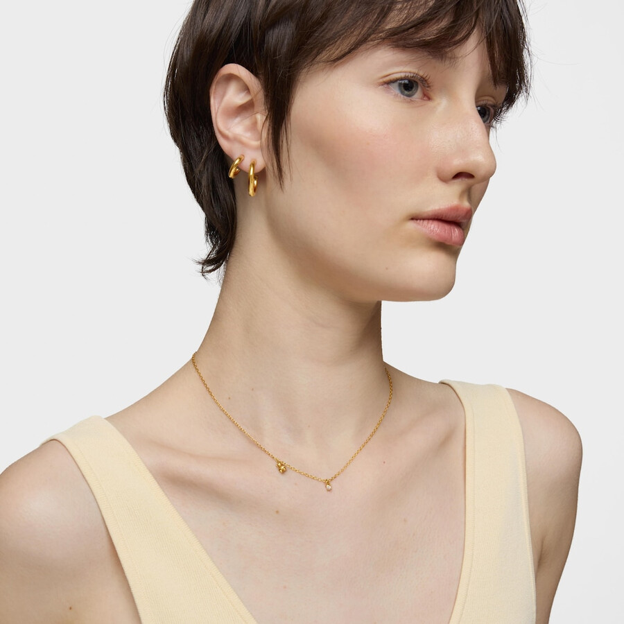 collana corta con placcatura in oro 18kt su argento e diamante bold bear lgd creato in laboratorio