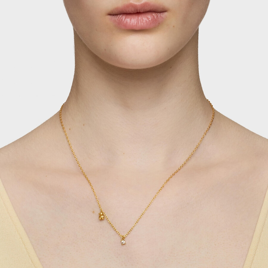 collana corta con placcatura in oro 18kt su argento e diamante bold bear lgd creato in laboratorio