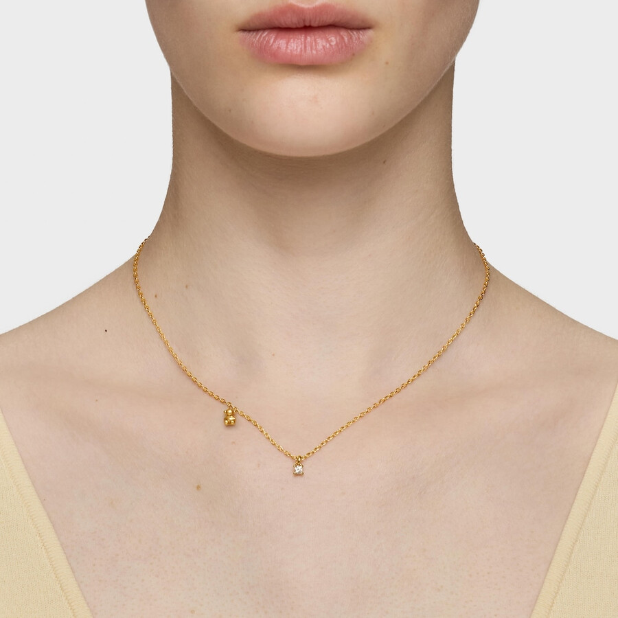 collana corta con placcatura in oro 18kt su argento e diamante bold bear lgd creato in laboratorio