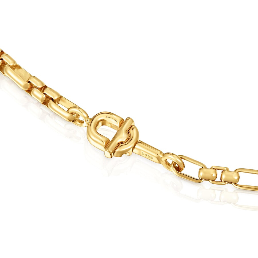 collana a catena quadrata con placcatura in oro 18kt su argento tous manifesto
