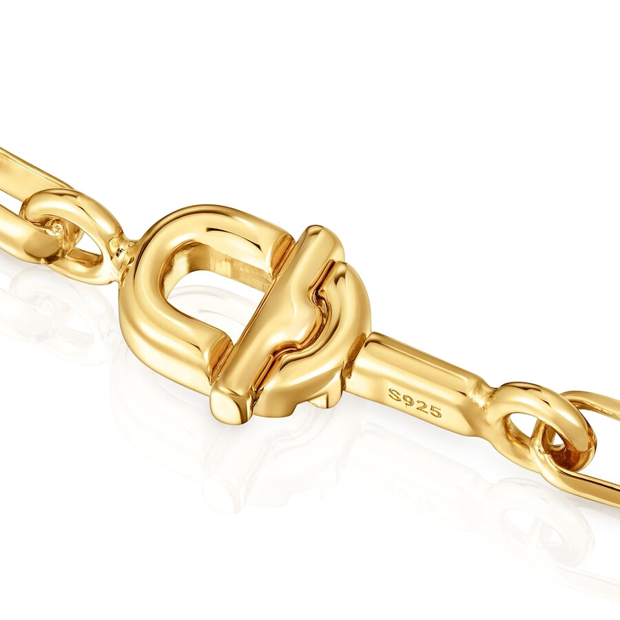 collana a catena quadrata con placcatura in oro 18kt su argento tous manifesto