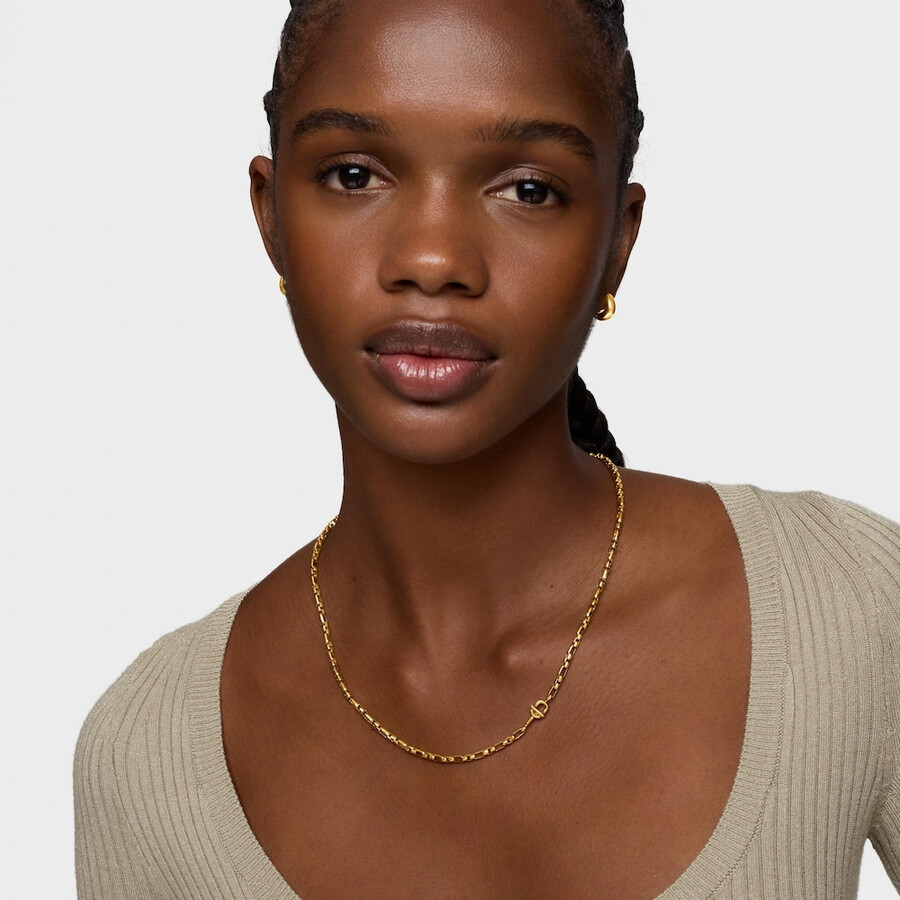 collana a catena quadrata con placcatura in oro 18kt su argento tous manifesto