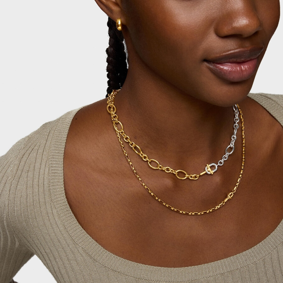 collana a catena quadrata con placcatura in oro 18kt su argento tous manifesto
