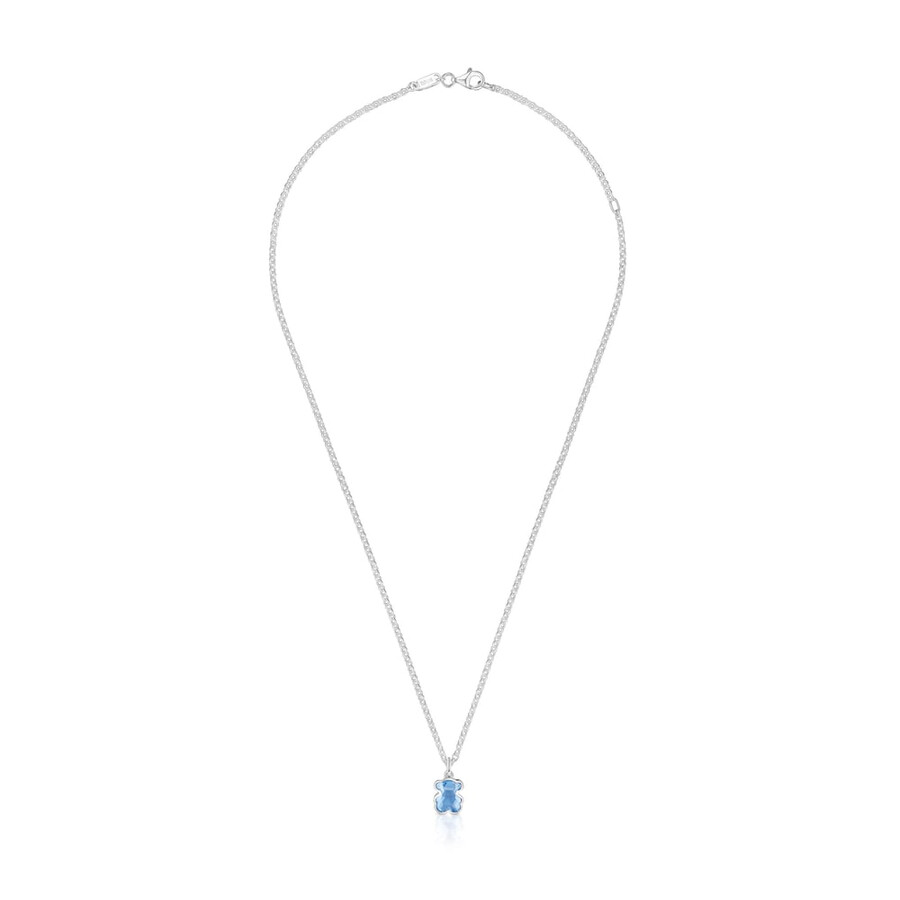collana corta in argento con spinello blu coltivato in laboratorio icon color lgg