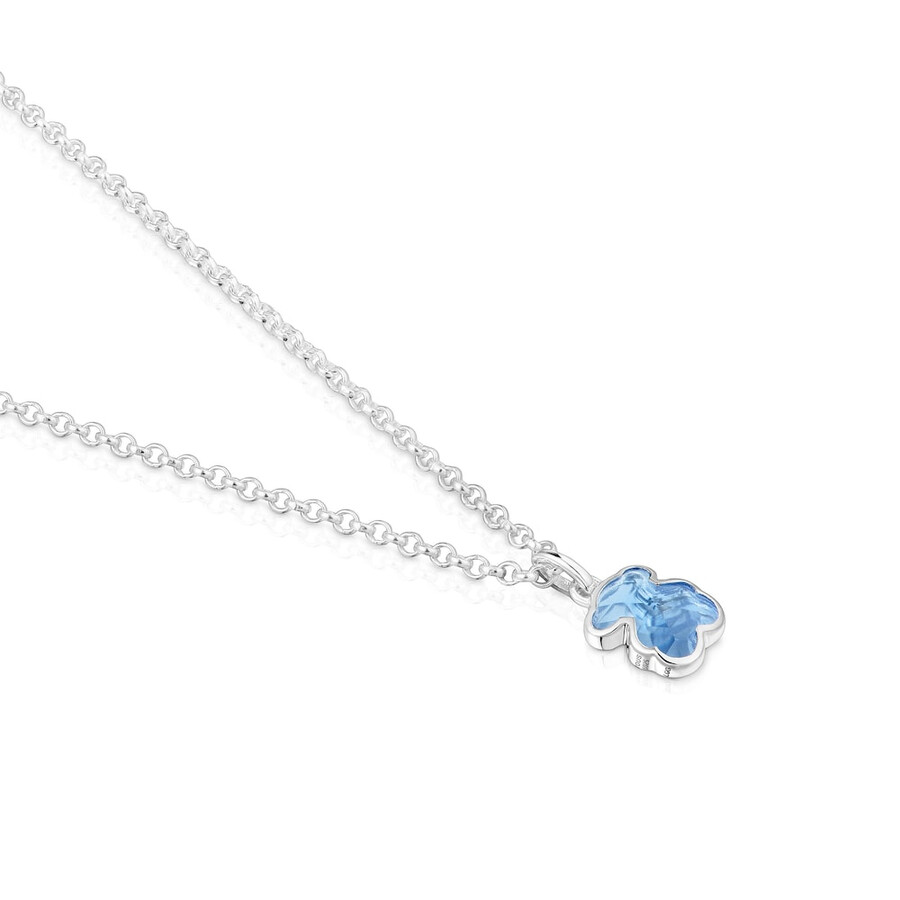 collana corta in argento con spinello blu coltivato in laboratorio icon color lgg