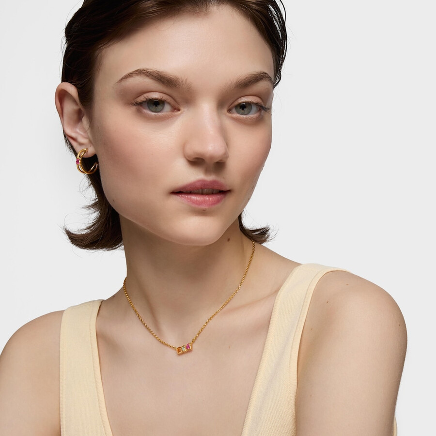 collana corta con placcatura in oro 18kt su argento e pietre preziose coltivate in laboratorio icon color lgg