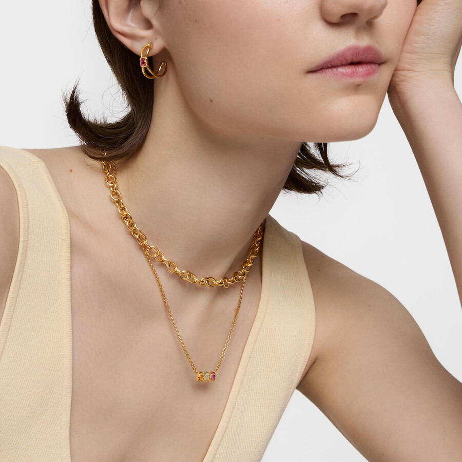 collana corta con placcatura in oro 18kt su argento e pietre preziose coltivate in laboratorio icon color lgg