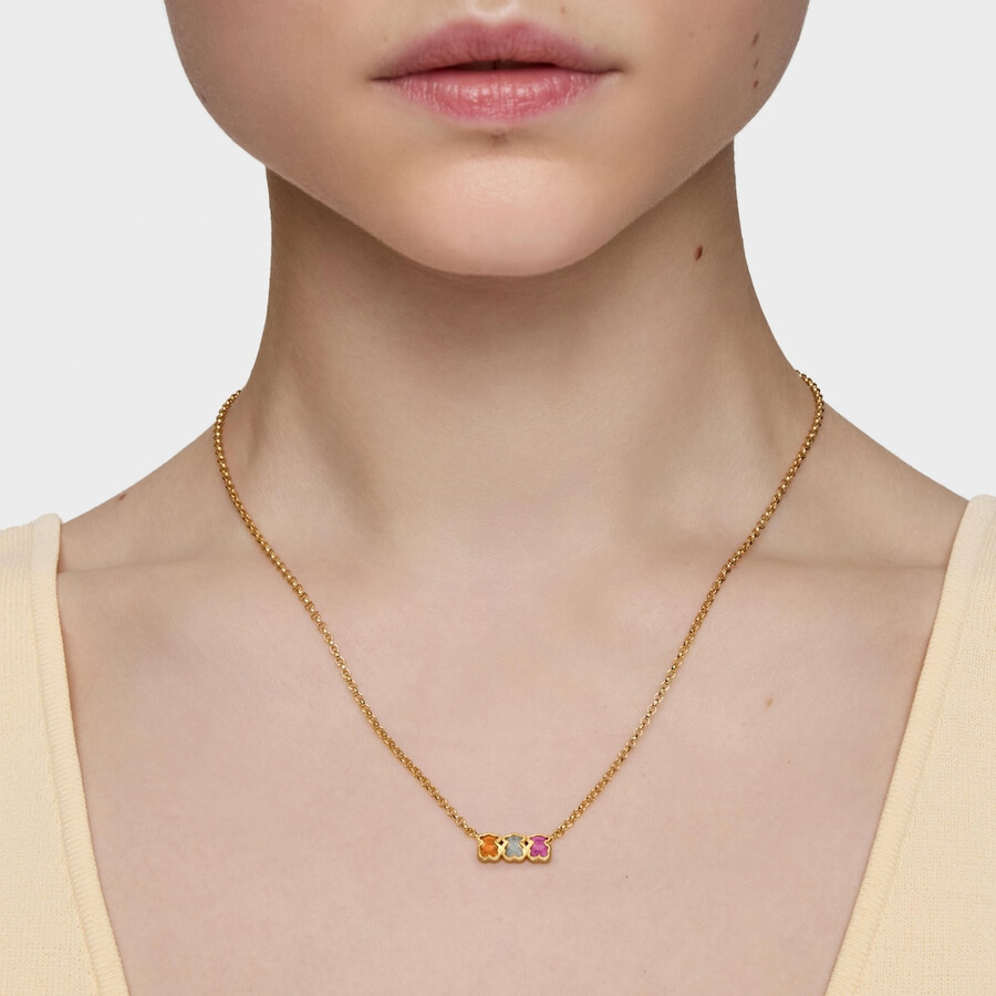 collana corta con placcatura in oro 18kt su argento e pietre preziose coltivate in laboratorio icon color lgg