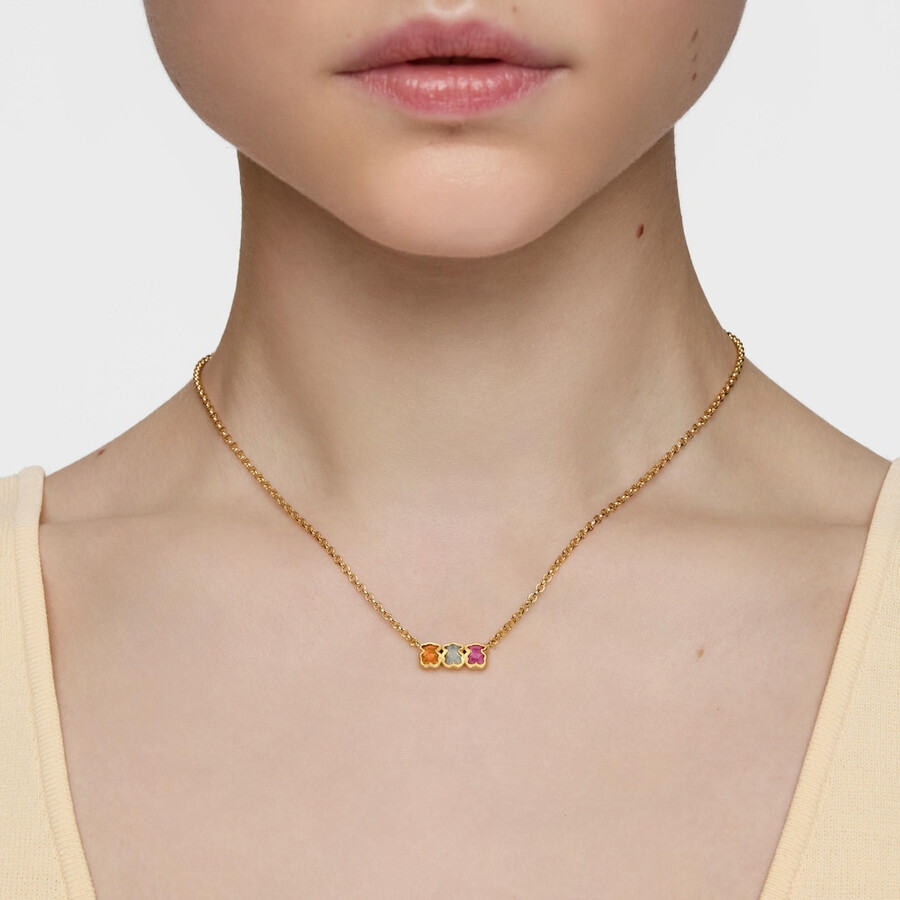 collana corta con placcatura in oro 18kt su argento e pietre preziose coltivate in laboratorio icon color lgg