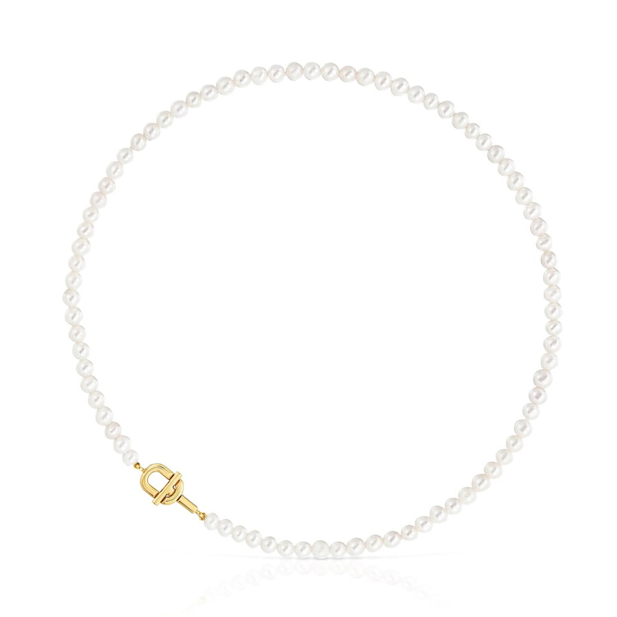 collana corta di perle coltivate con placcatura in oro 18kt su argento tous manifesto