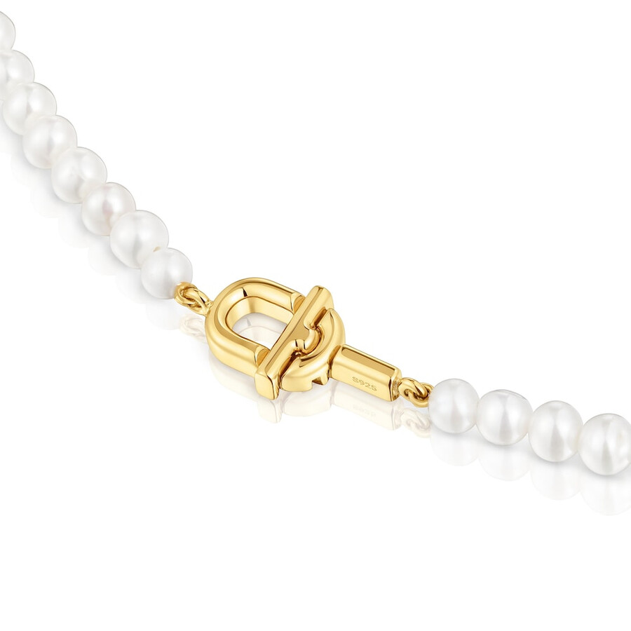 collana corta di perle coltivate con placcatura in oro 18kt su argento tous manifesto
