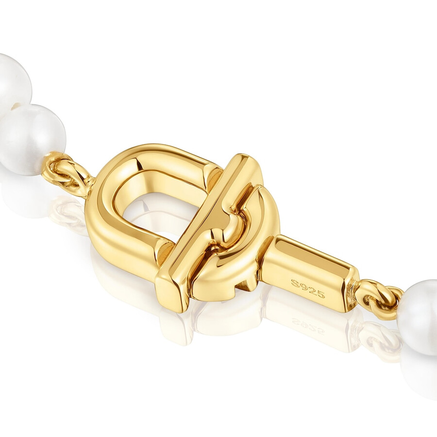collana corta di perle coltivate con placcatura in oro 18kt su argento tous manifesto