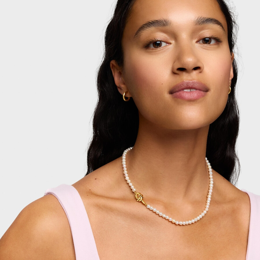collana corta di perle coltivate con placcatura in oro 18kt su argento tous manifesto