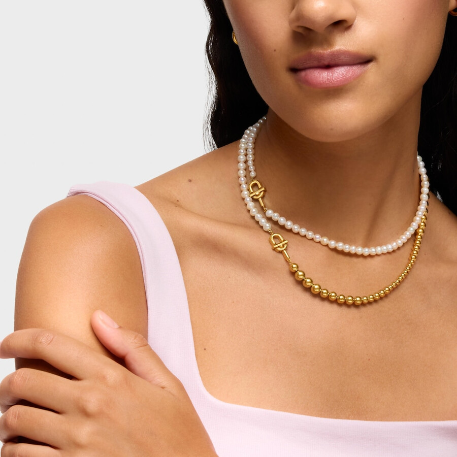 collana corta di perle coltivate con placcatura in oro 18kt su argento tous manifesto