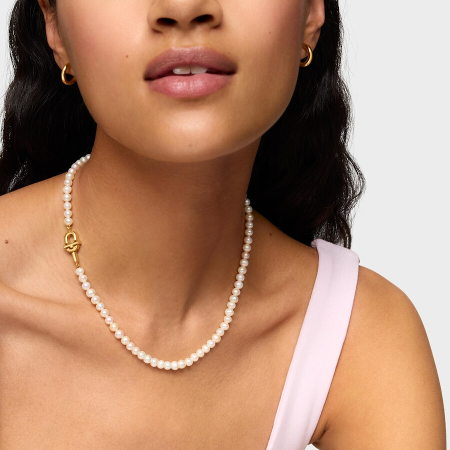 collana corta di perle coltivate con placcatura in oro 18kt su argento tous manifesto