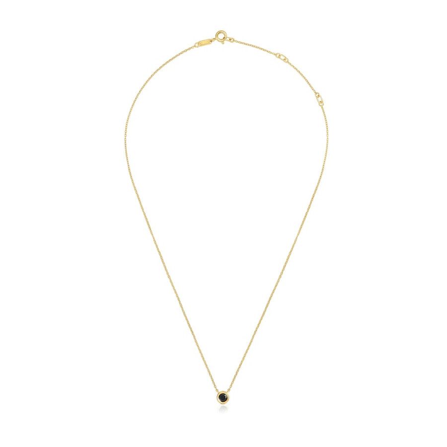 collana corta con placcatura in oro 18kt su argento e spinello nero tous line