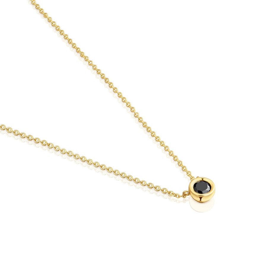 collana corta con placcatura in oro 18kt su argento e spinello nero tous line