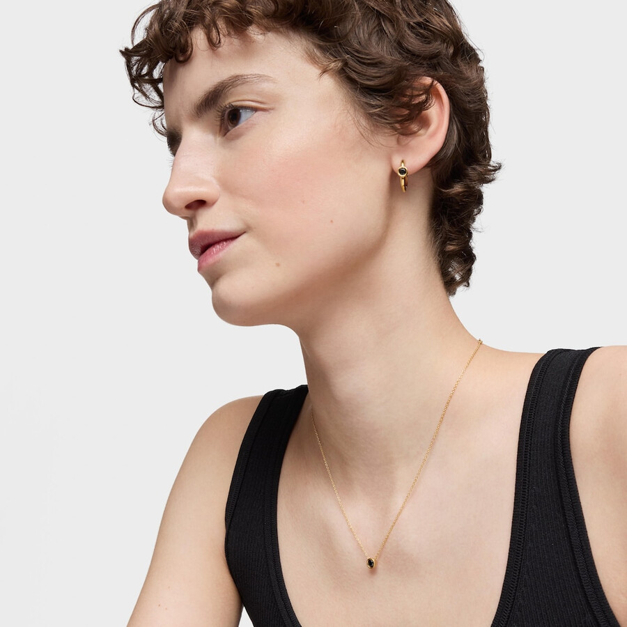 collana corta con placcatura in oro 18kt su argento e spinello nero tous line