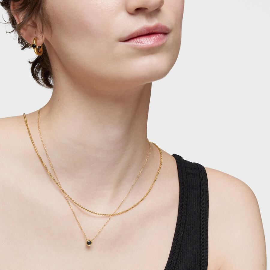 collana corta con placcatura in oro 18kt su argento e spinello nero tous line