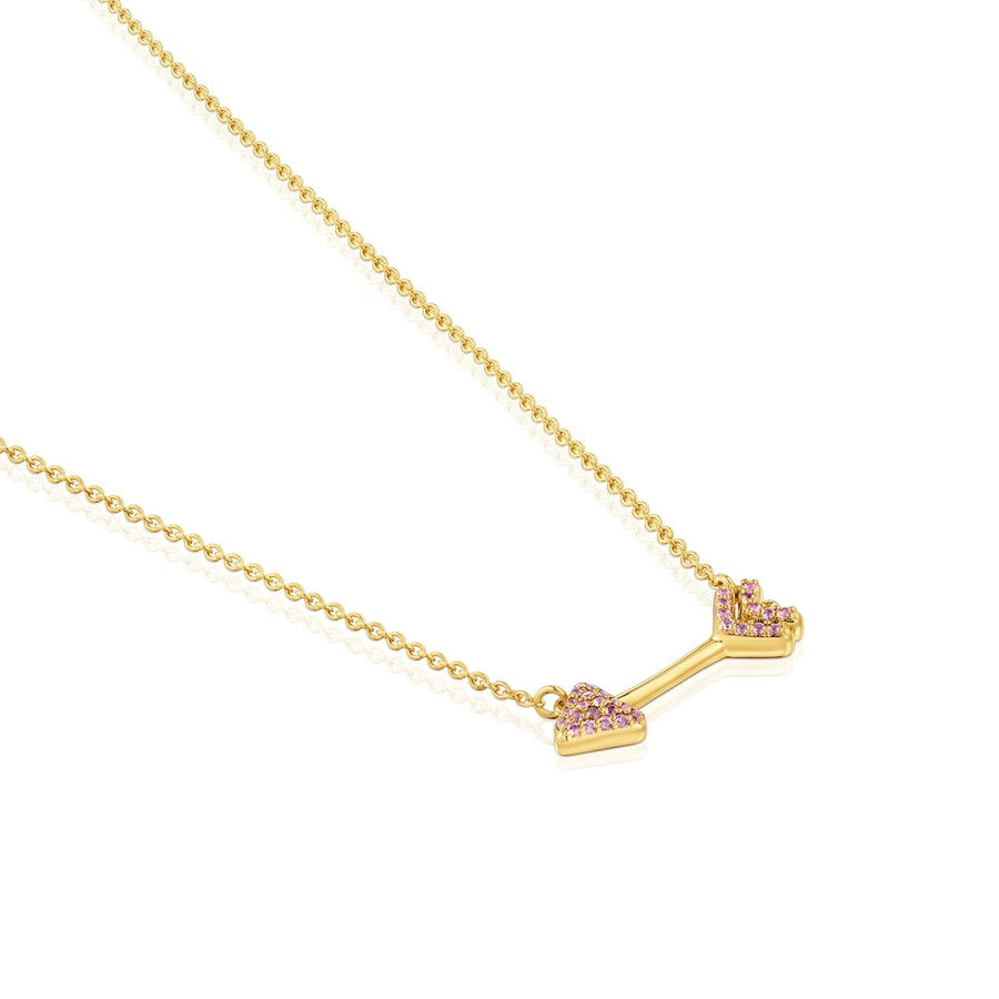 collana con placcatura in oro 18kt su argento e rodoliti tous flechazo