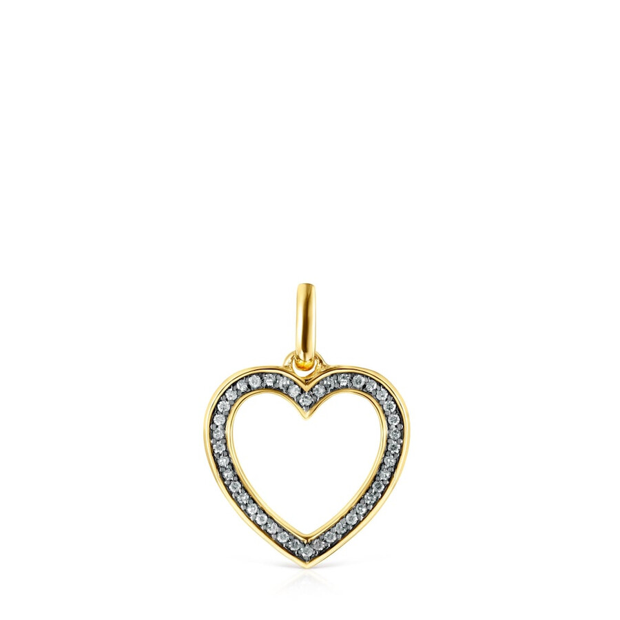 ciondolo a forma di cuore notturno in argento vermeil con diamanti