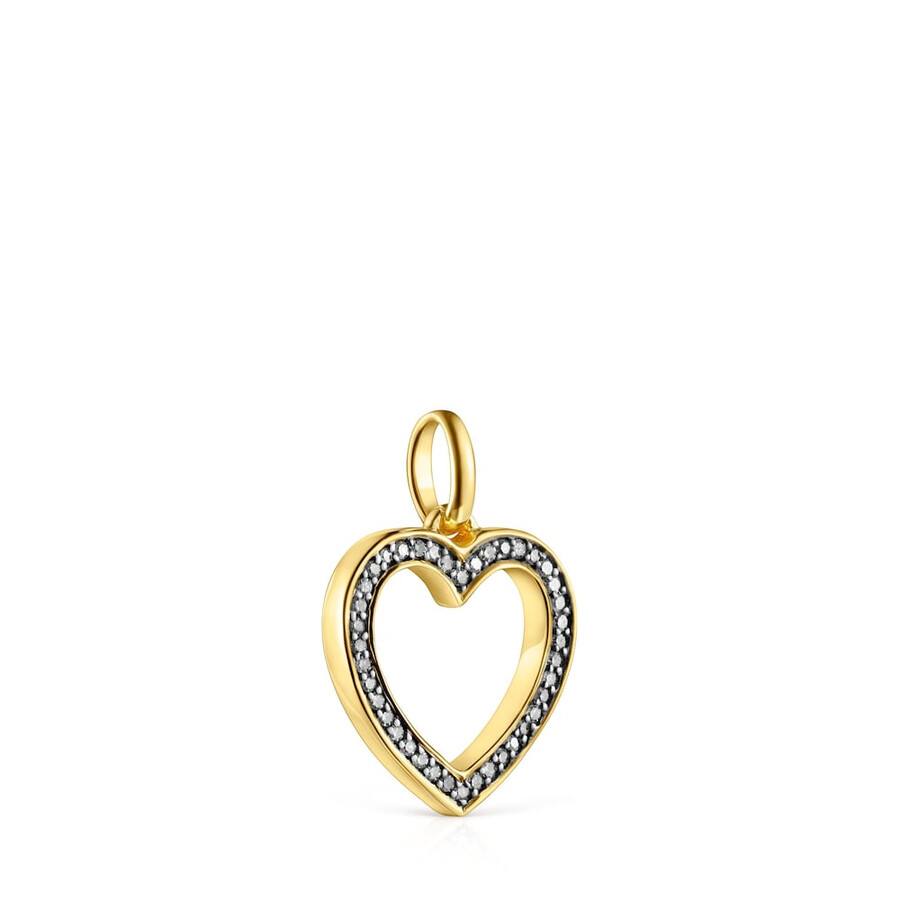 ciondolo a forma di cuore notturno in argento vermeil con diamanti
