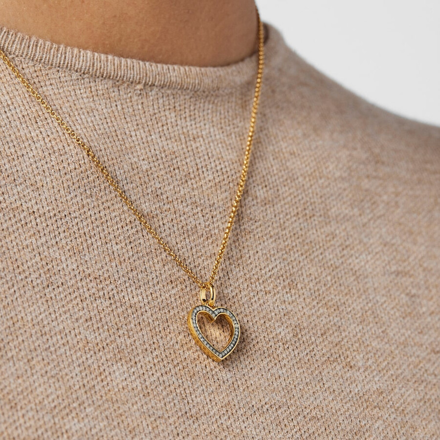 ciondolo a forma di cuore notturno in argento vermeil con diamanti