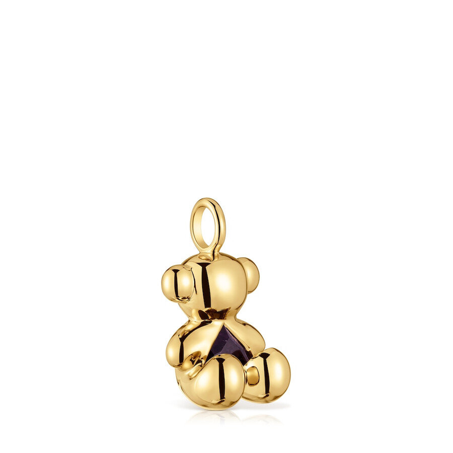 ciondolo orso medio con placcatura in oro 18 kt su argento e ametista bold bear