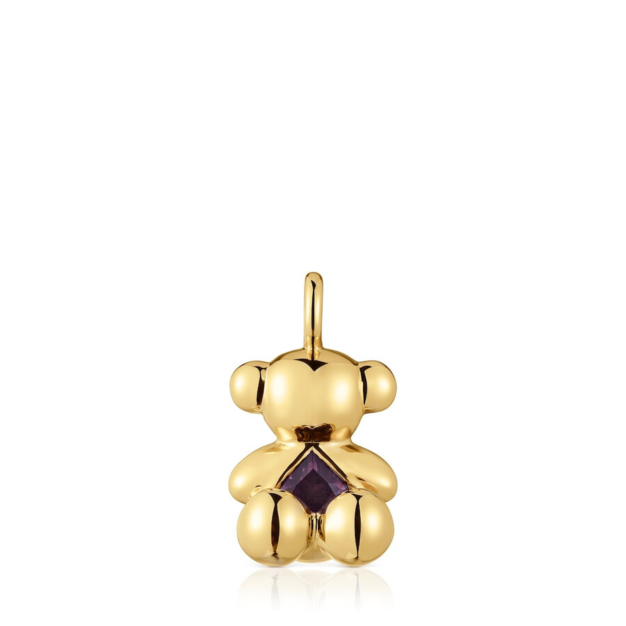 ciondolo orso medio con placcatura in oro 18 kt su argento e ametista bold bear