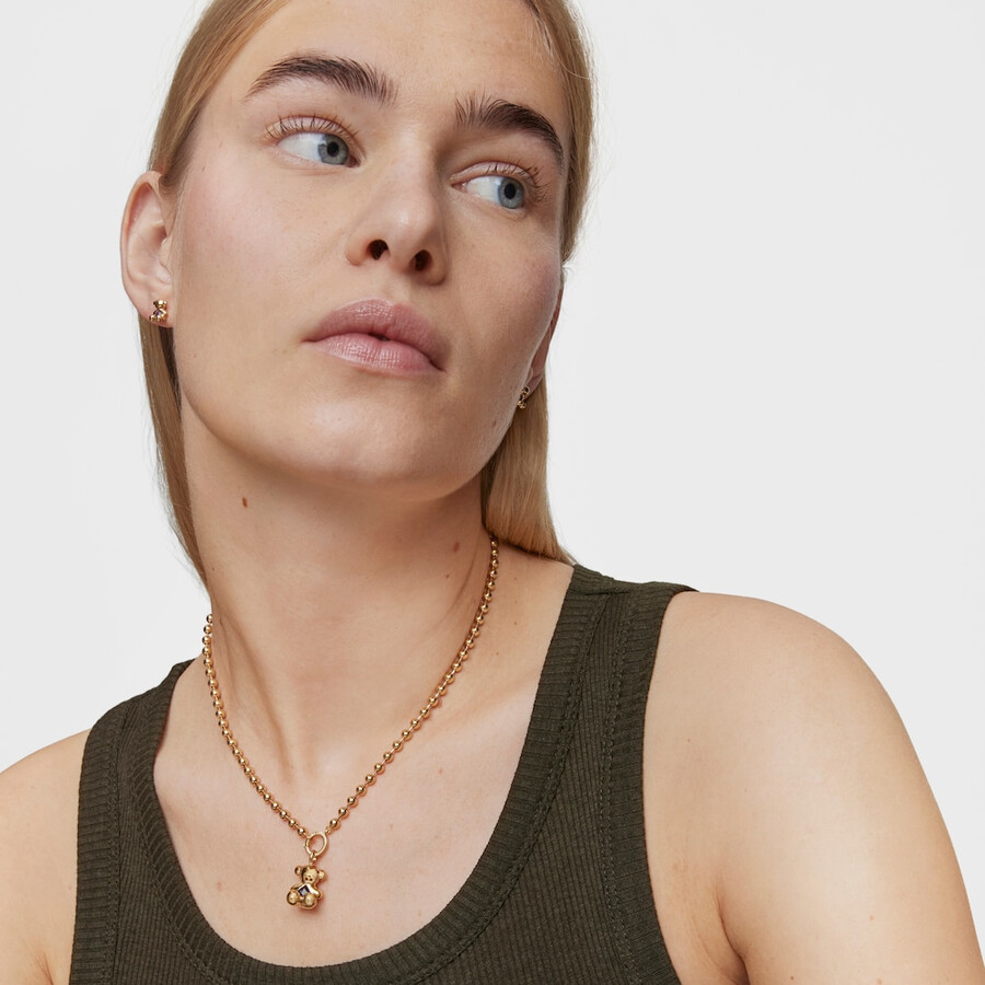 ciondolo orso medio con placcatura in oro 18 kt su argento e ametista bold bear