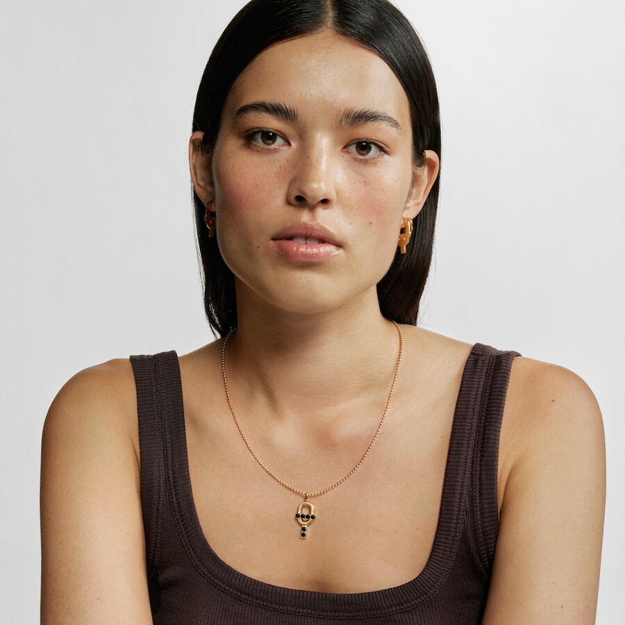 ciondolo con placcatura in oro 18kt su argento e onice tous manifesto