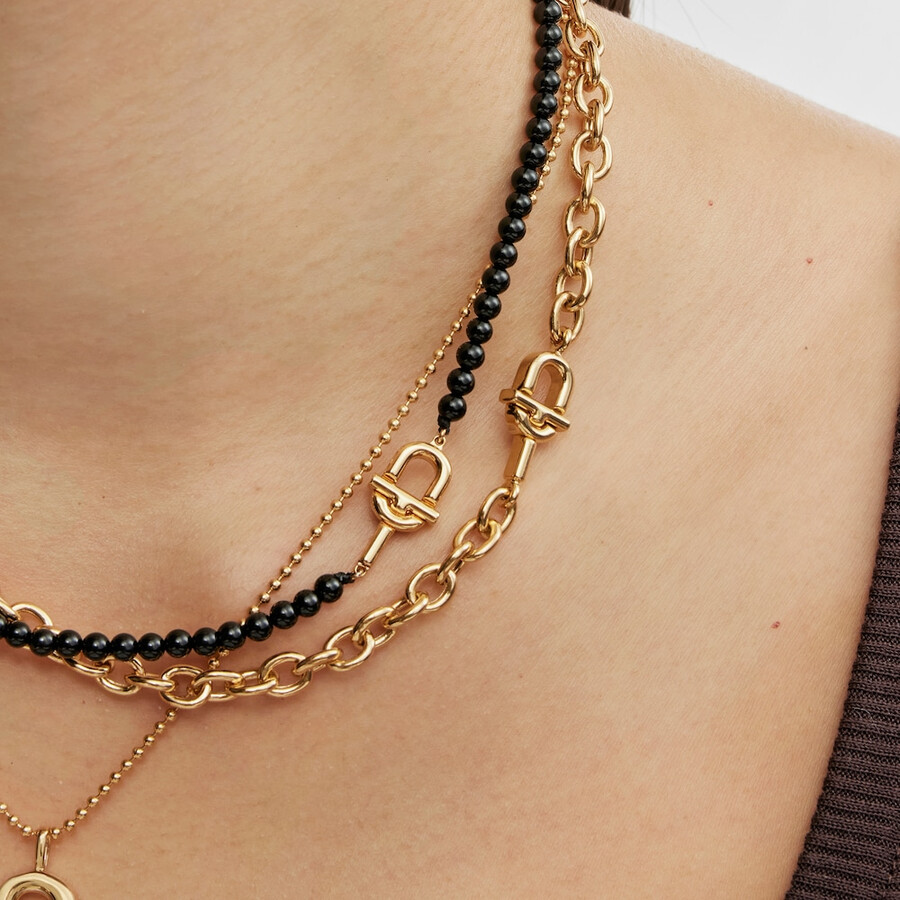 ciondolo con placcatura in oro 18kt su argento e onice tous manifesto