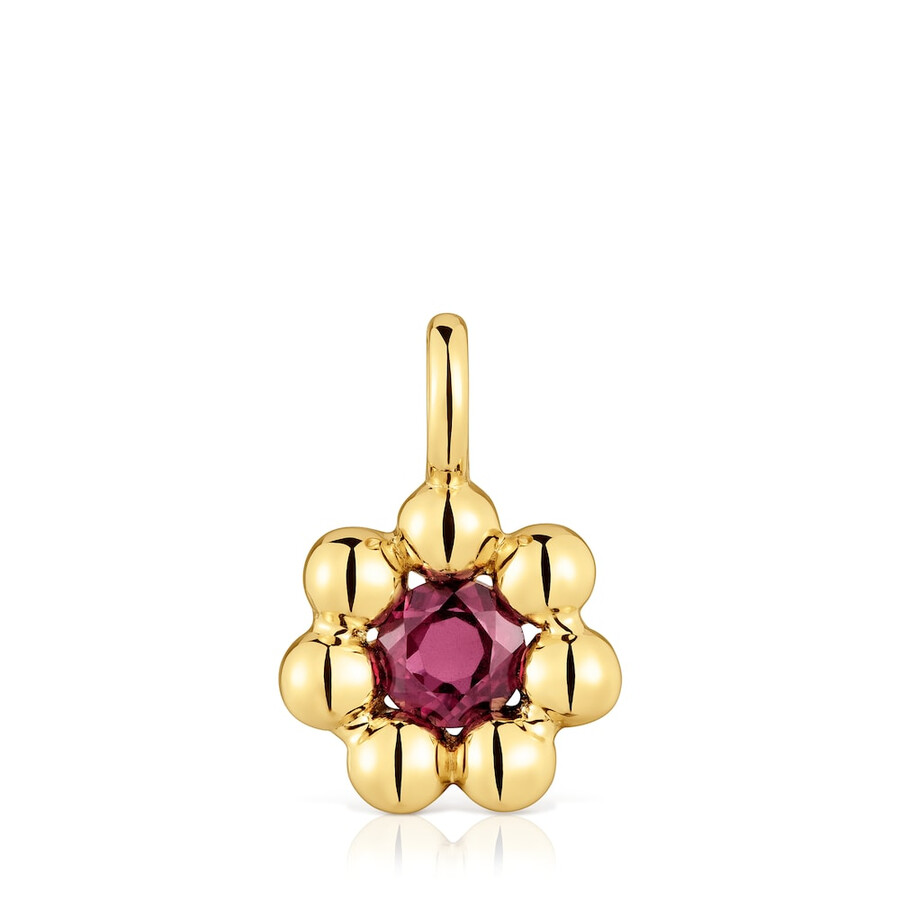 piccolo ciondolo a forma di fiore con placcatura in oro 18kt su argento e rodolite sugar party