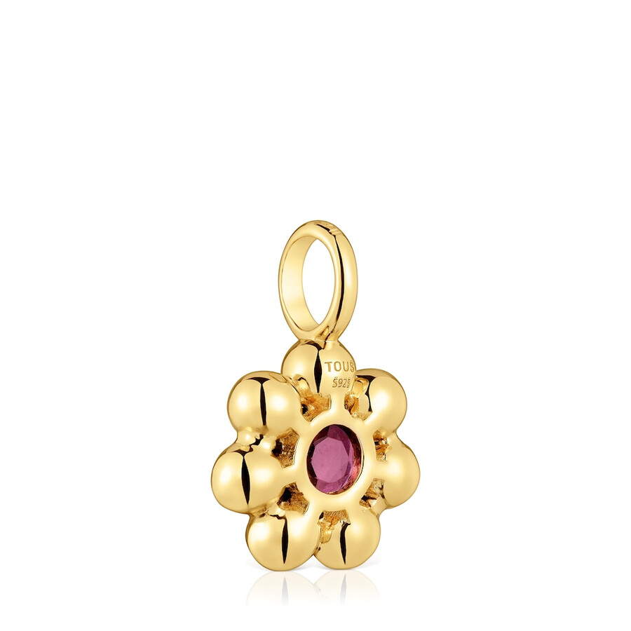 piccolo ciondolo a forma di fiore con placcatura in oro 18kt su argento e rodolite sugar party