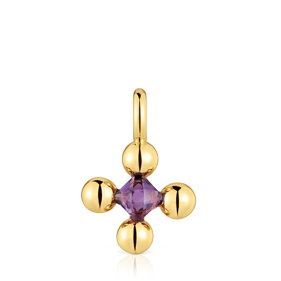piccolo pendente con placcatura in oro 18kt su argento e ametista sugar party