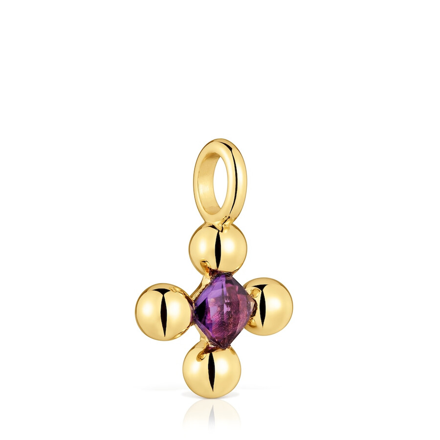 piccolo pendente con placcatura in oro 18kt su argento e ametista sugar party