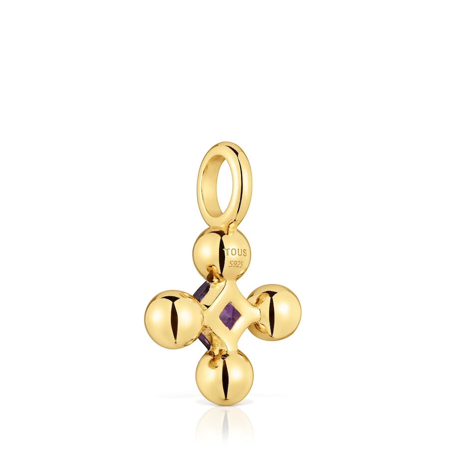 piccolo pendente con placcatura in oro 18kt su argento e ametista sugar party