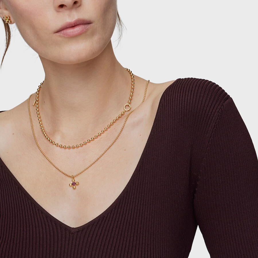piccolo pendente con placcatura in oro 18kt su argento e ametista sugar party