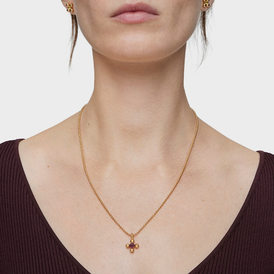 piccolo pendente con placcatura in oro 18kt su argento e ametista sugar party