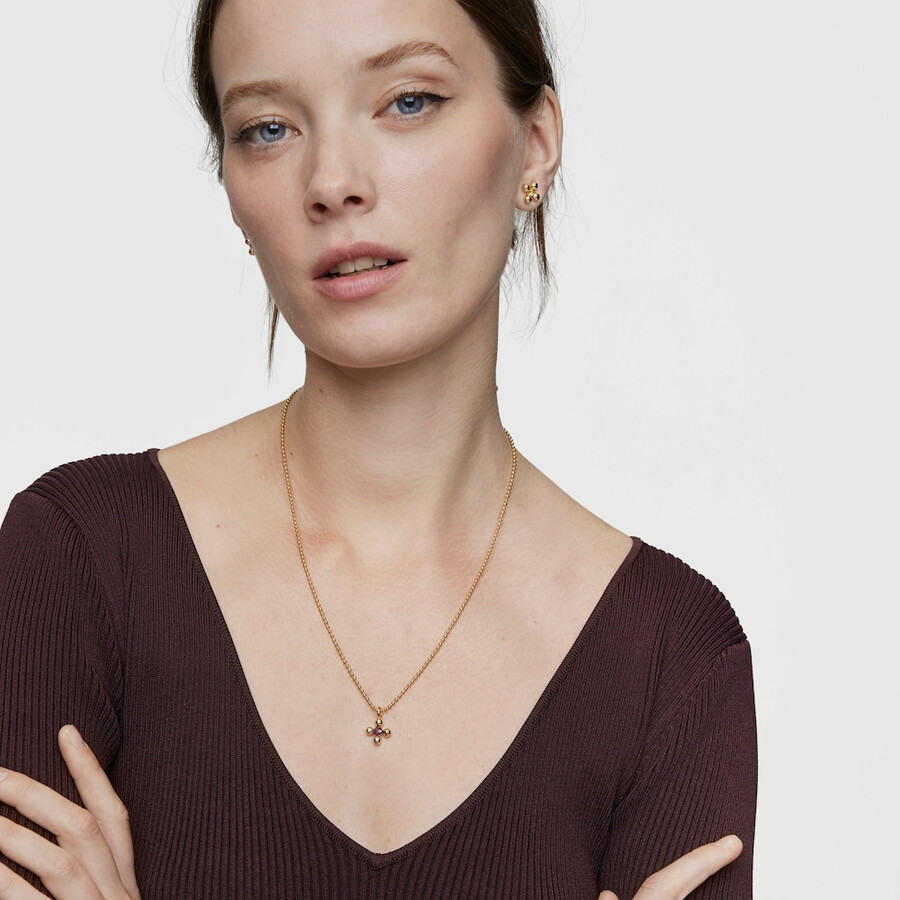 piccolo pendente con placcatura in oro 18kt su argento e ametista sugar party