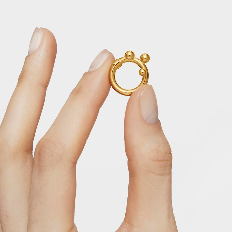 anello medio con placcatura in oro 18kt su argento e dettagli hold