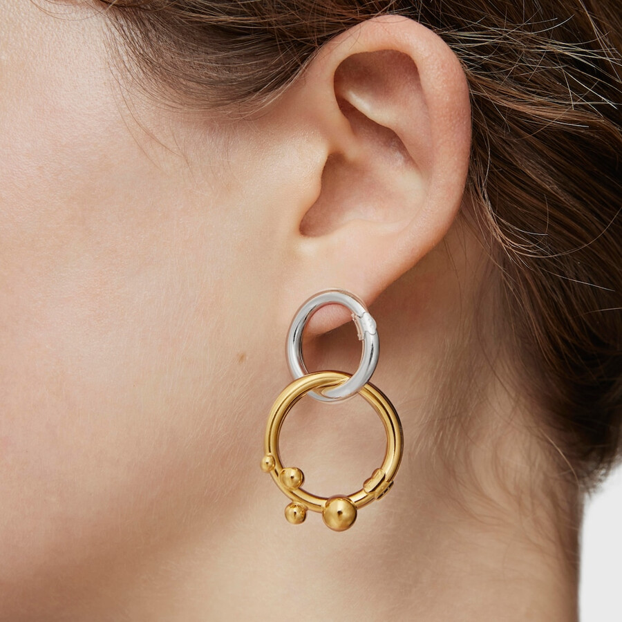 anello grande con placcatura in oro 18kt su argento e dettagli hold