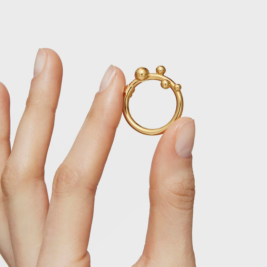 anello grande con placcatura in oro 18kt su argento e dettagli hold