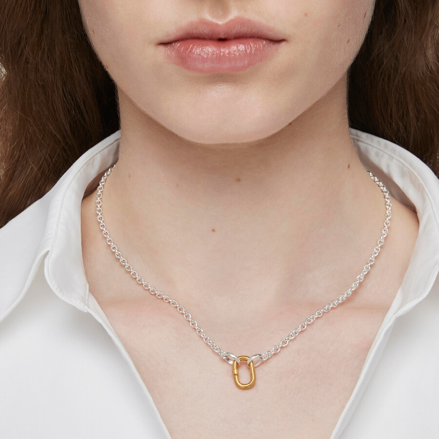piccolo anello con placcatura in oro 18kt su argento hold oval