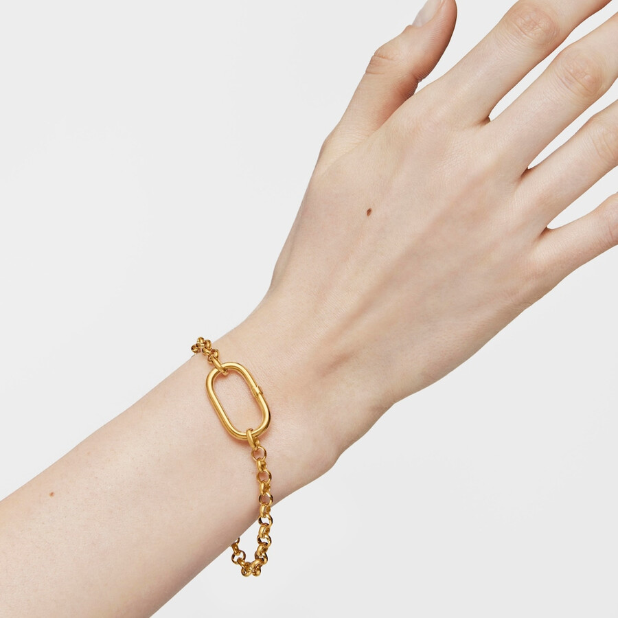 anello grande con placcatura in oro 18kt su argento hold oval