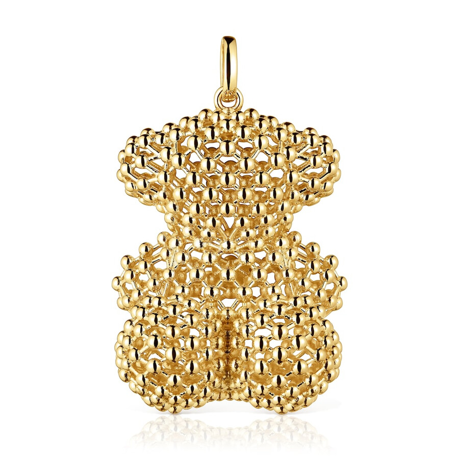 grande pendente a forma di orso testurizzato con placcatura in oro 18 kt su argento bold bear