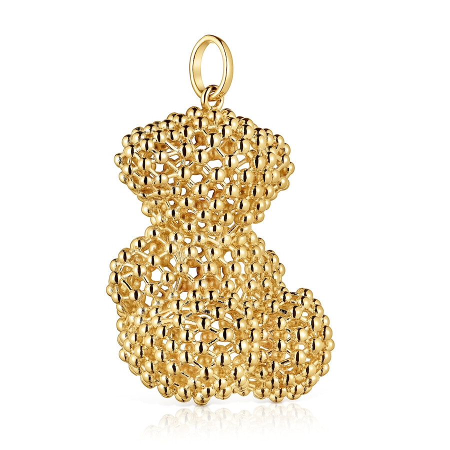grande pendente a forma di orso testurizzato con placcatura in oro 18 kt su argento bold bear